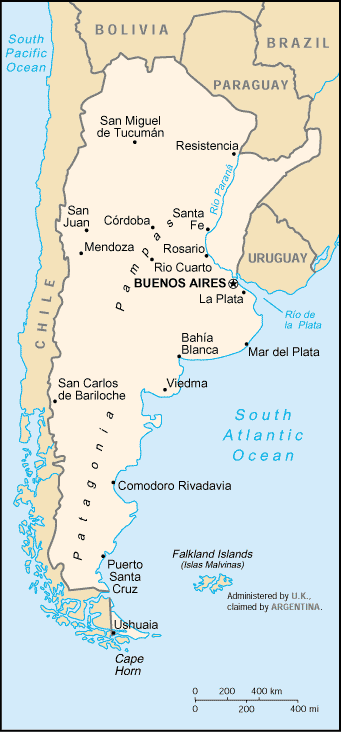 Travel Map of Argentina South America