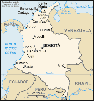 Map of Colombia, South America Map of Colombia, South America
