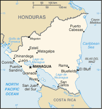 Map of Nicaragua, Central America Map of Nicaragua, Central America