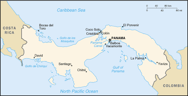 Map of Panama Central America