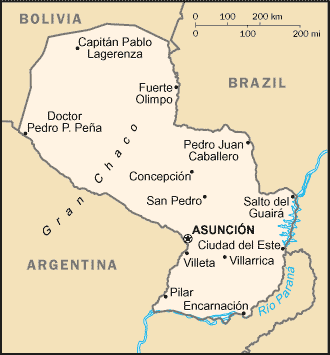 Map of Paraguay South America