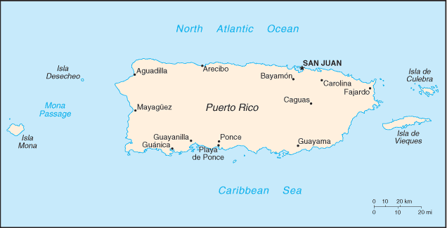 Map of Puerto Rico Carribean Map of Puerto Rico Carribean