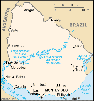 Map of Uruguay South America Map of Uruguay South America